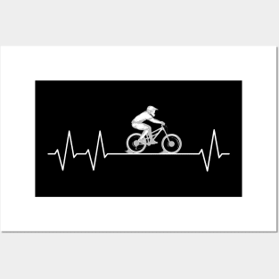 Mountain Biking Pulse Downhill Biker Heartbeat MTB Posters and Art